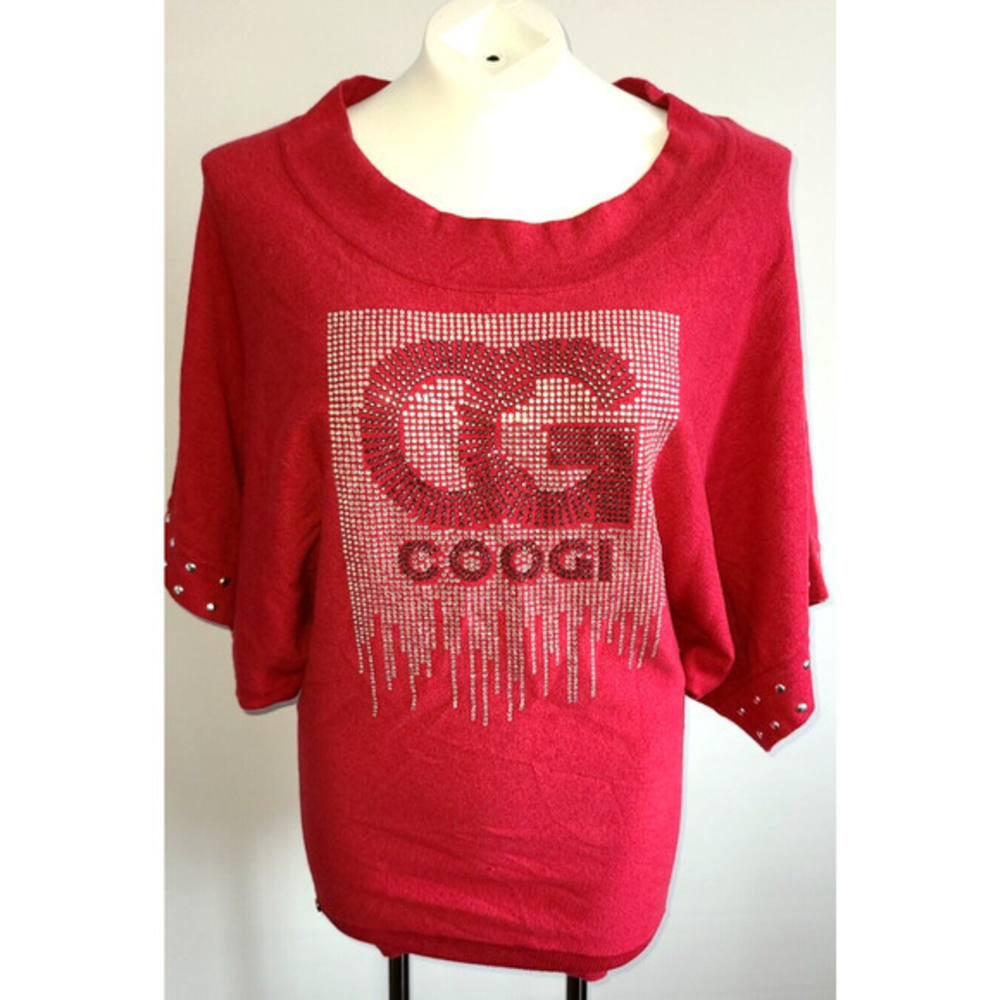 Coogi Sweater Dress Studded‎ Jeweled Logo Tunic Top Size S - RN#121510